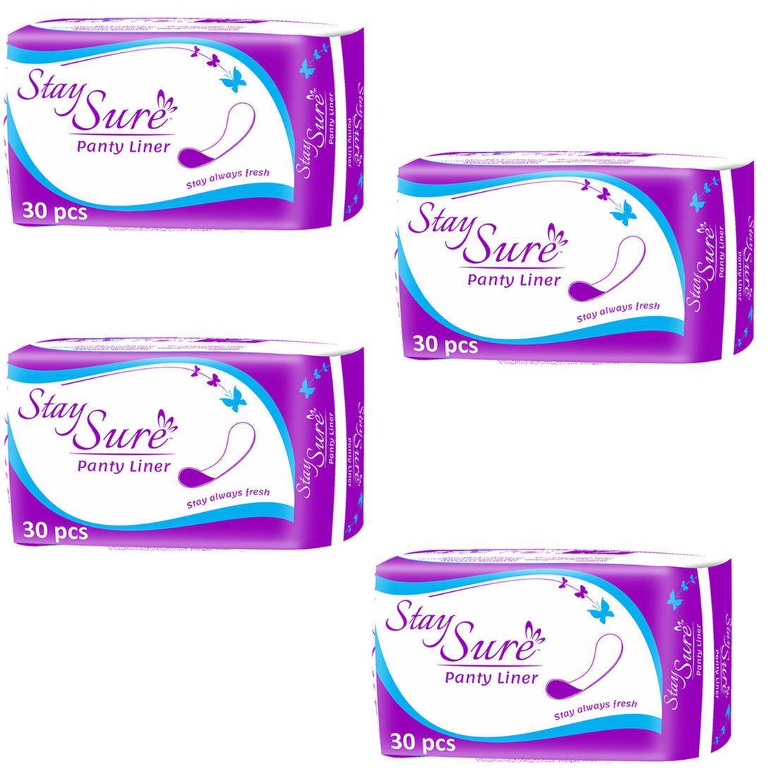 Stay Sure panty liners 4 packs of 30 pcs each - staysure.asia