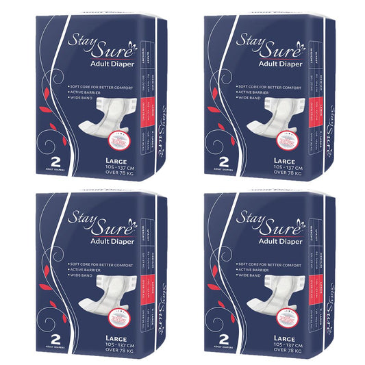 Stay sure adult diaper sticking type large premium plus 2pcs pack of 4 packets - staysure.asia