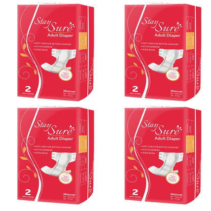 Stay Sure adult diaper sticking type medium premium plus 2pcs pack of 4 packets - staysure.asia