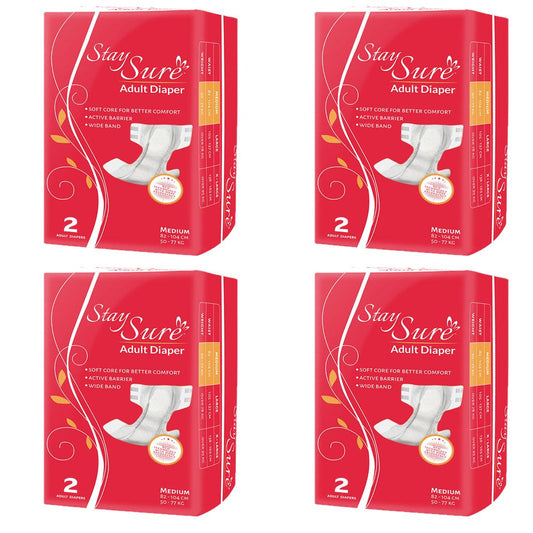 Stay Sure adult diaper sticking type medium premium plus 2pcs pack of 4 packets - staysure.asia