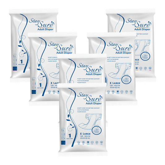 Staysure adult diaper sticking type extra large premium plus 1pc travel pack of 6 packets