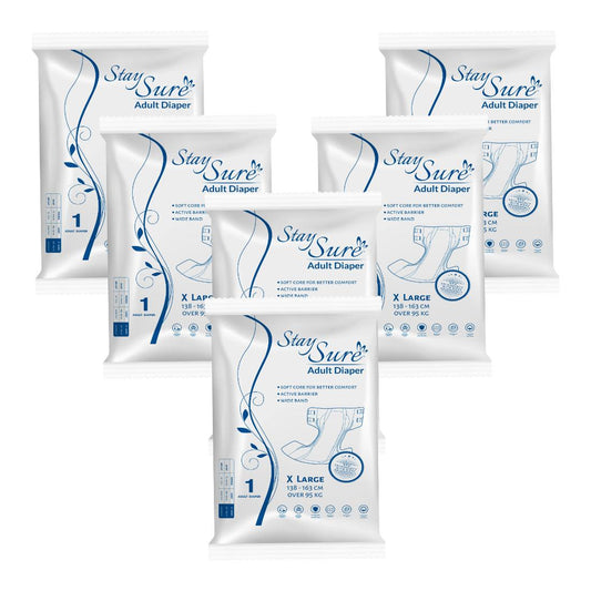 Staysure adult diaper sticking type extra large premium plus 1pc travel pack of 6 packets - staysure.asia