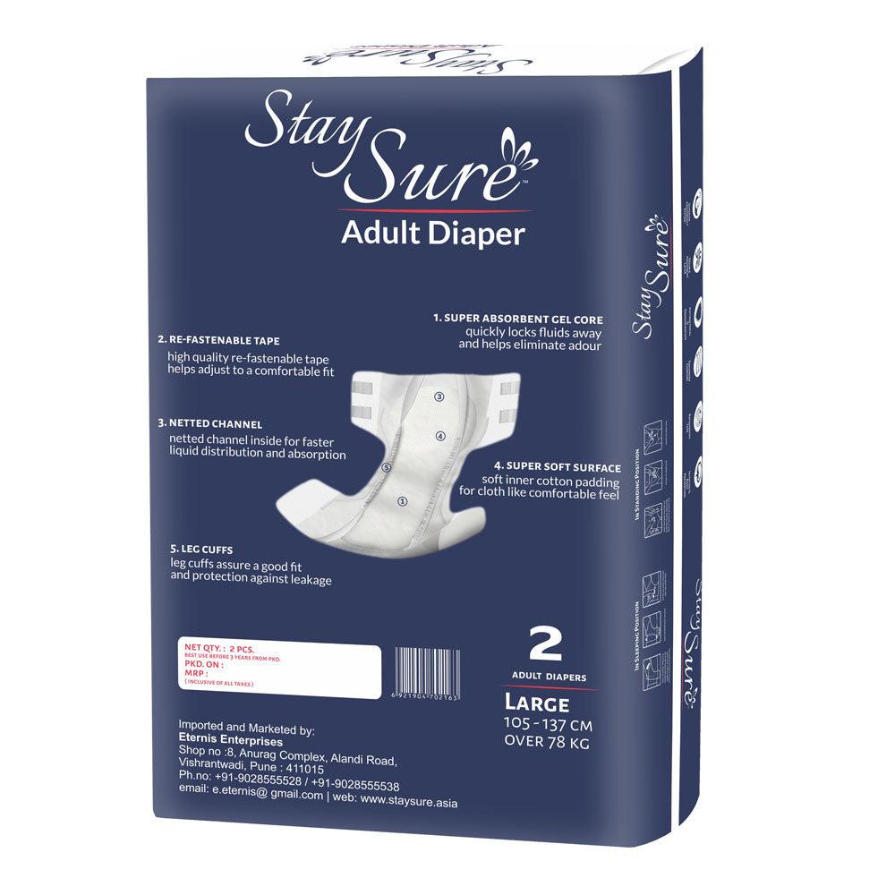 Stay sure adult diaper sticking type large premium plus pack of 2 pcs. - staysure.asia