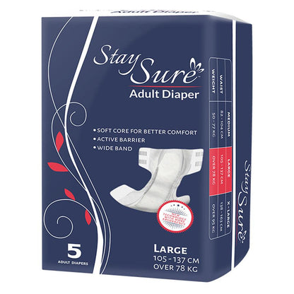 Stay sure adult diaper sticking type large premium plus pack of 5 pcs. - staysure.asia