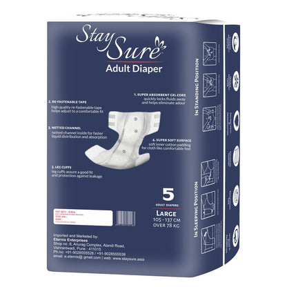 Stay sure adult diaper sticking type large premium plus pack of 5 pcs. - staysure.asia
