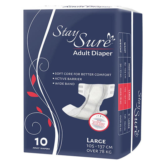 Stay sure adult diaper sticking type large premium plus pack of 10 pcs. - staysure.asia