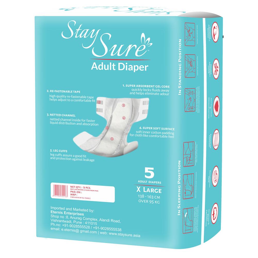 Stay Sure adult diaper Sticking Type extra large premium plus pack of 5 pcs. - staysure.asia