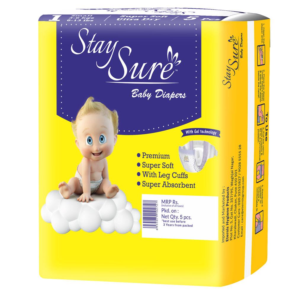 Stay Sure Baby Diaper Sick type Small - PACK OF 5Pcs - staysure.asia