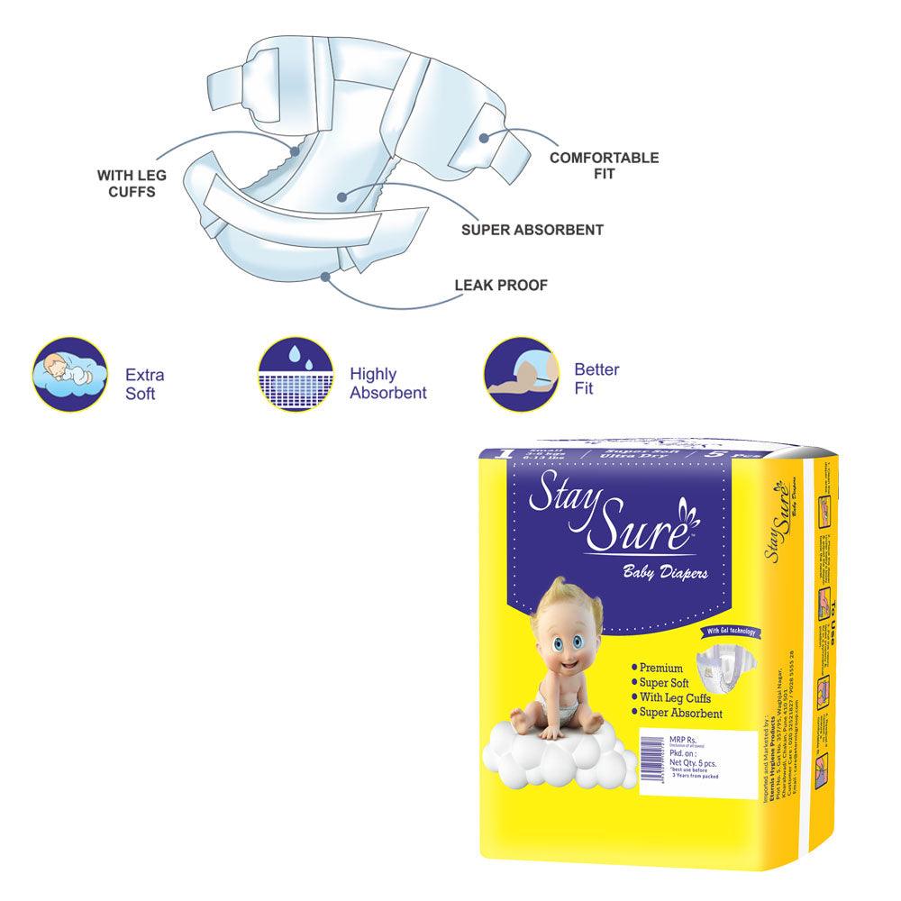 Stay Sure Baby Diaper Sick type Small - PACK OF 5Pcs - staysure.asia