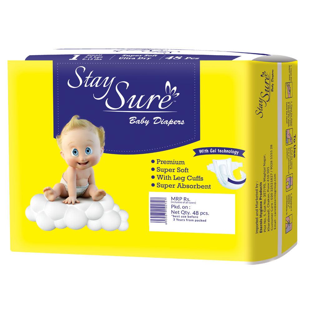 Stay Sure Baby Diaper Sticking type Small PACK OF - 48 Pcs - staysure.asia