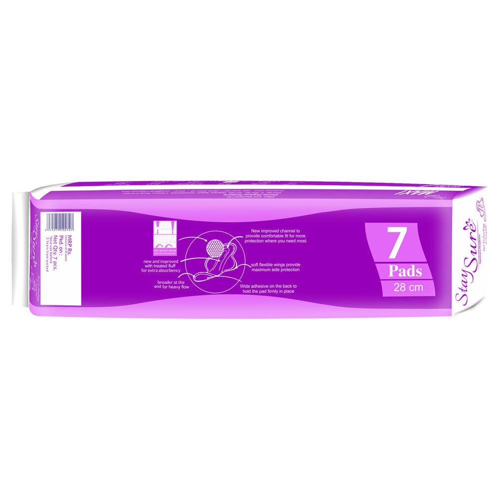 Stay sure 280mm extra large & extra cottony sanitary pads pack of 7 pads. - staysure.asia