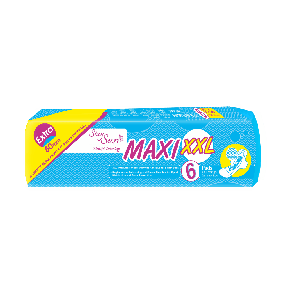 Stay sure 320mm xxl maxi sanitary pads pack of 6. - staysure.asia