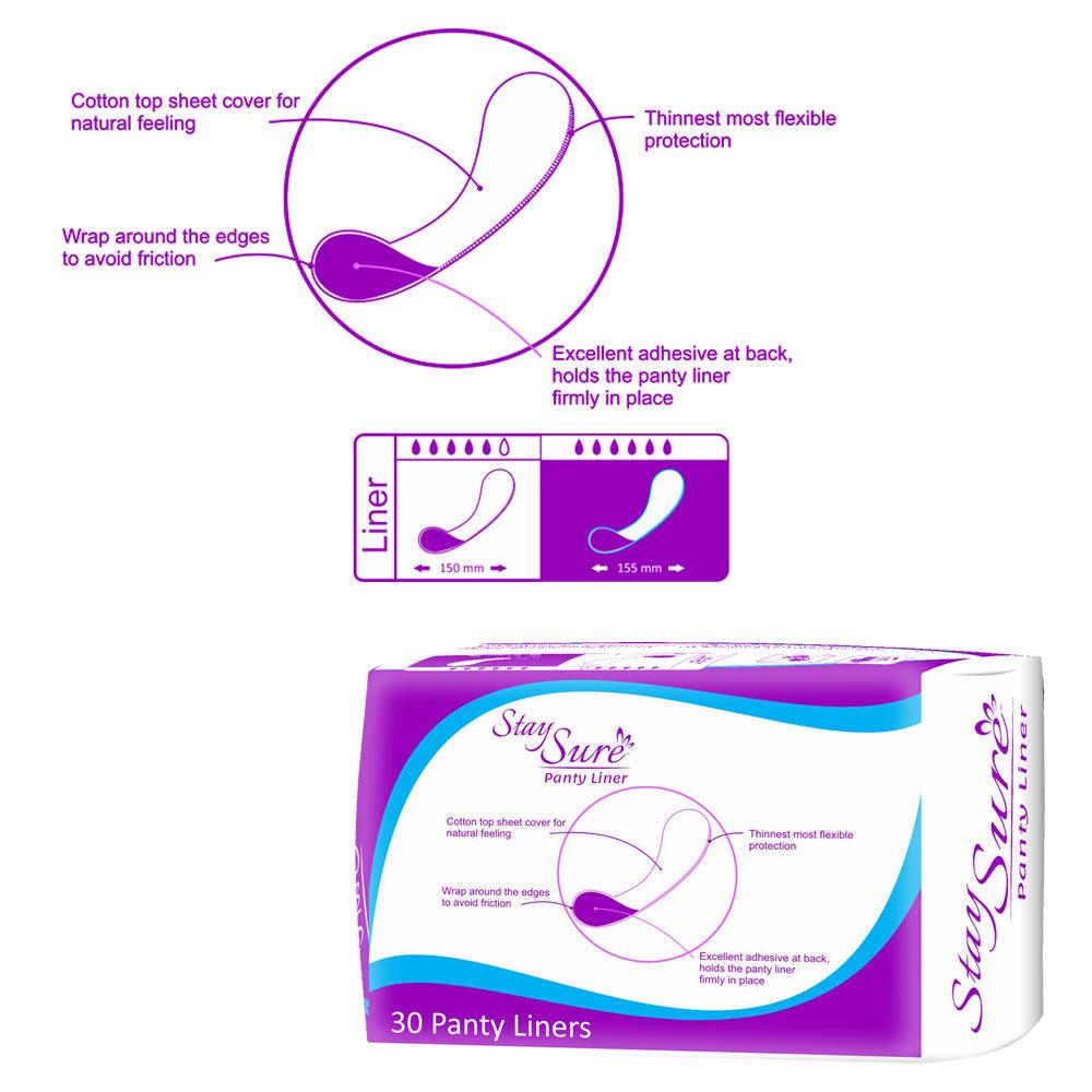 Stay Sure panty liners 4 packs of 30 pcs each - staysure.asia