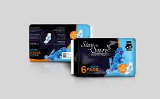 Stay sure 320mm xxl & extra thin sanitary pads pack of 6 individually wrapped pads. - staysure.asia