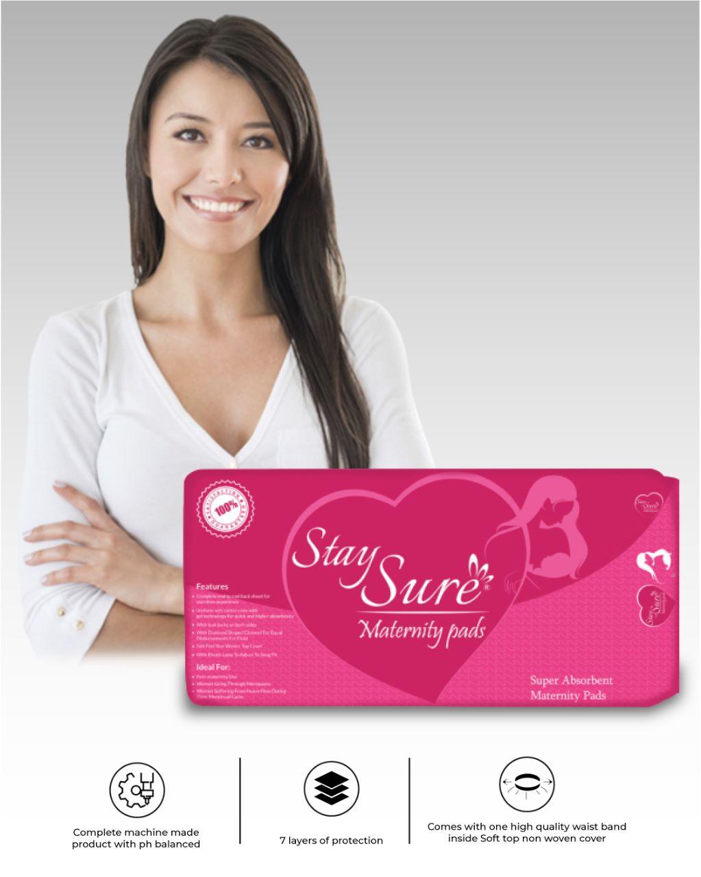 Stay sure maternity pads pack of 10 pcs. - staysure.asia
