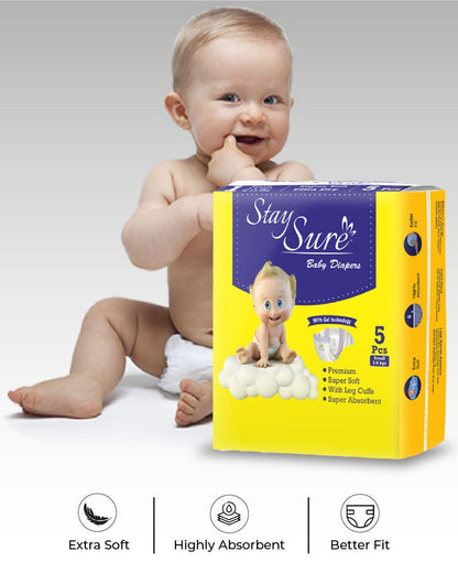 Stay Sure Baby Diaper Sick type Small - PACK OF 5Pcs - staysure.asia