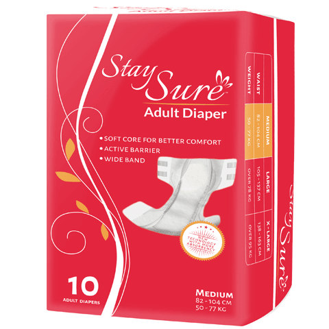 Stay Sure adult diaper medium premium plus pack of 10 pcs. - staysure.asia