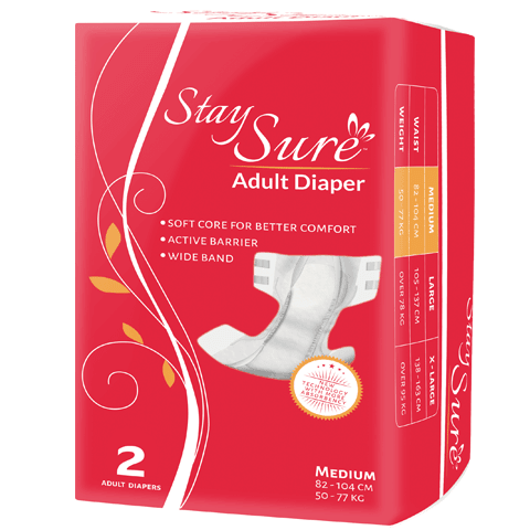 Stay Sure adult diaper sticking type medium premium plus pack of 2 pcs. - staysure.asia