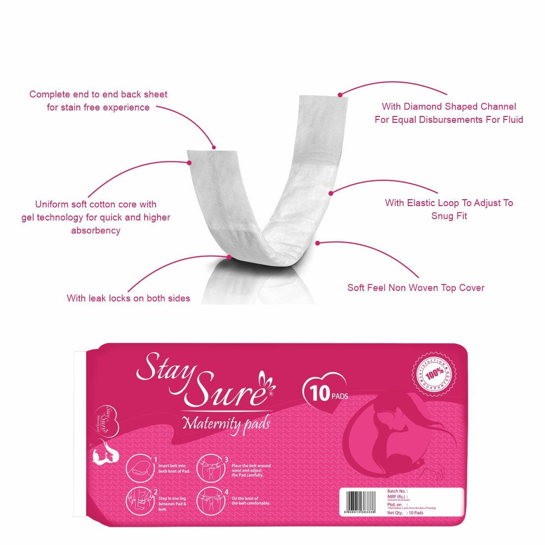 Stay sure maternity pads pack of 10 pcs. - staysure.asia