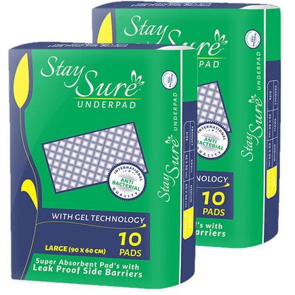 Staysure underpad large size 10pcs pack of 2 packets - staysure.asia