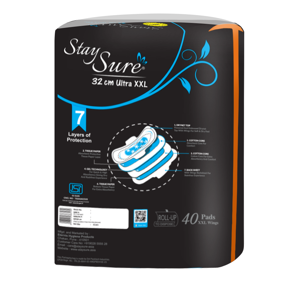 staysure ultra thin xxl sanitary napkins for heavy flow 