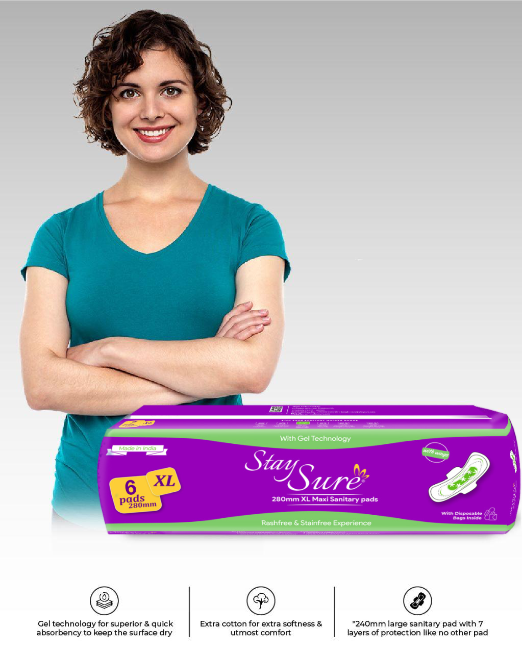 staysure xl sanitary pads with best comfort and confidence for women during periods
