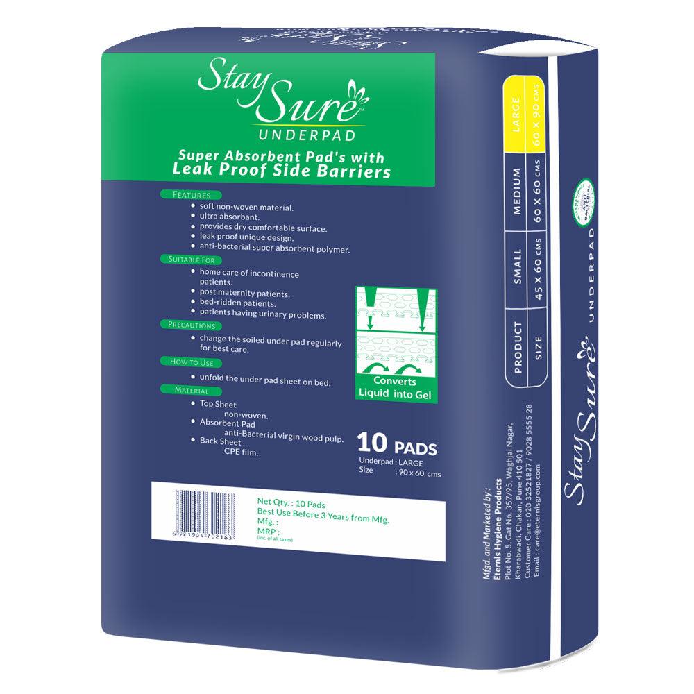 Stay sure underpad large size pack 0f 10 pcs. - staysure.asia